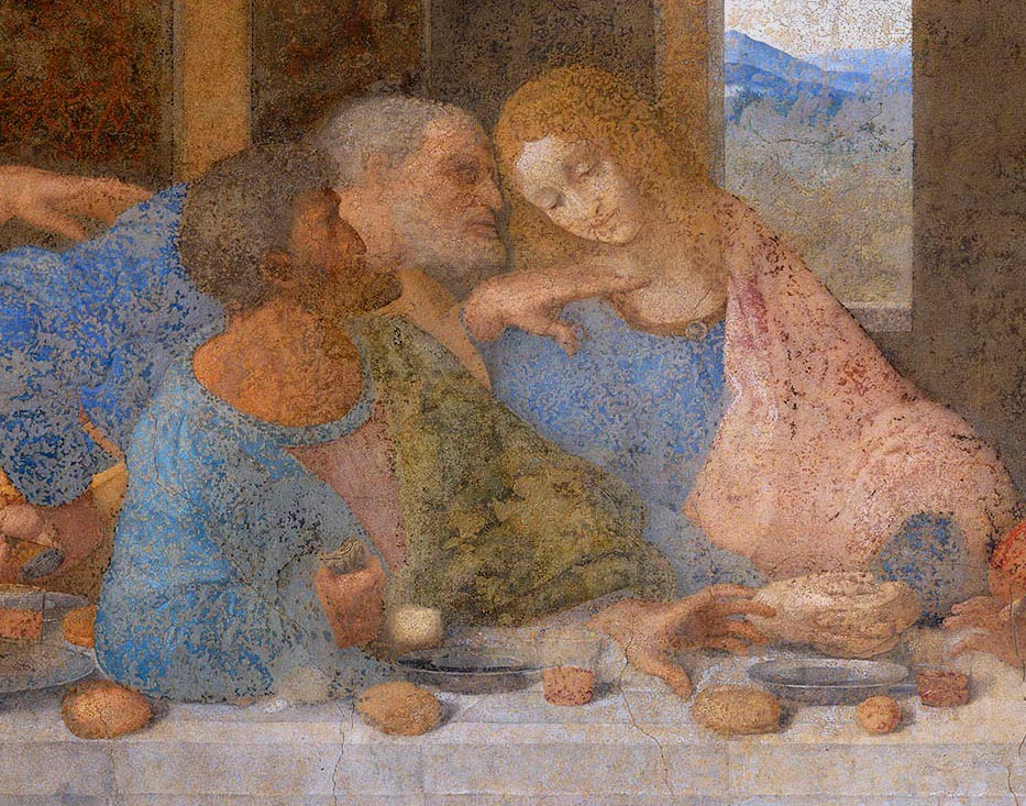 Diabeł na fresku Ostatnia Wieczerza Leonardo_da_Vinci_apostołowie