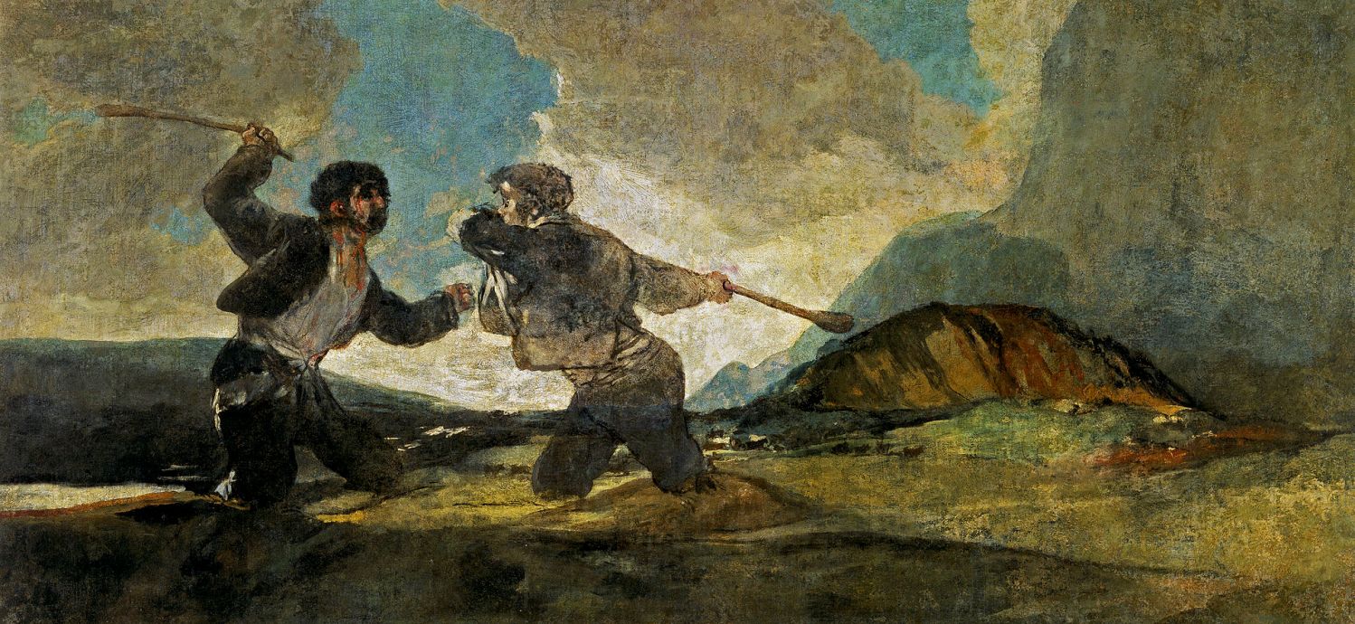 Czarne obrazy Francisco Goi: „Bójka na kije”, 123 x 266 cm