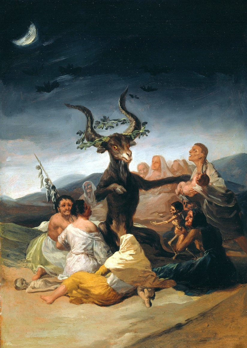 Czarownice na obrazach Francisco Goi, Sabat czarownic (El aquelarre), 1797-1798, olej na płótnie, 44 x 31 cm, Museo Lázaro Galdiano