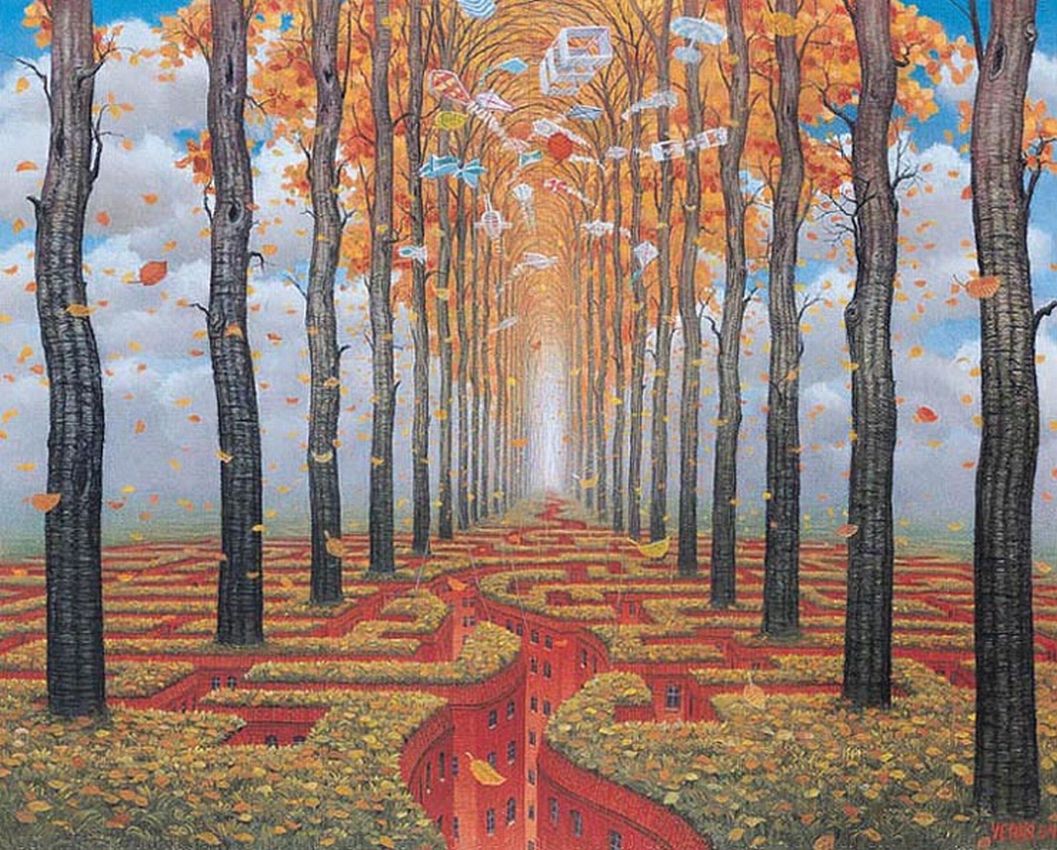 Woda na obrazach Jacka Yerki – „Labirynt jesienny”